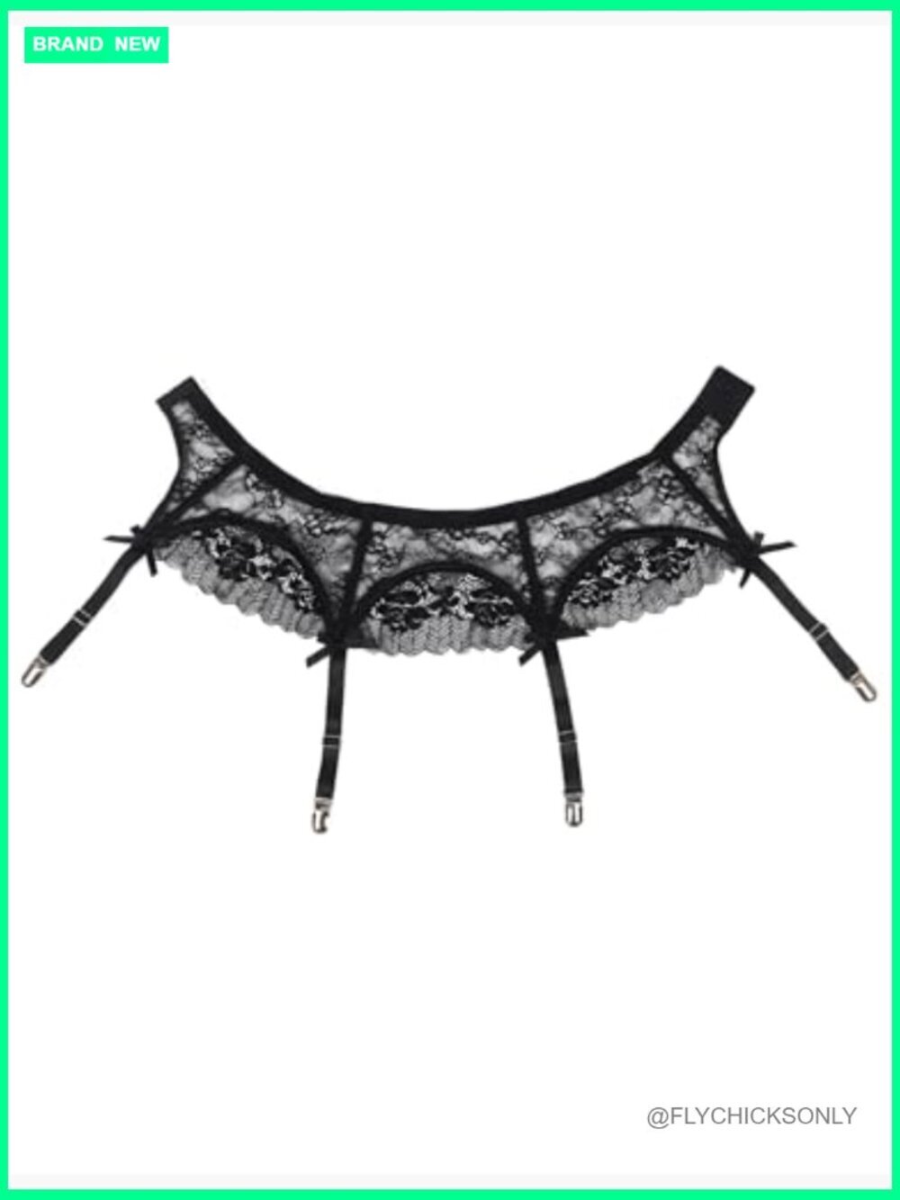 4-Strap Lace Garter Belt for Thigh Highs Stockings with Soft Bone Support - Picture 4 of 7